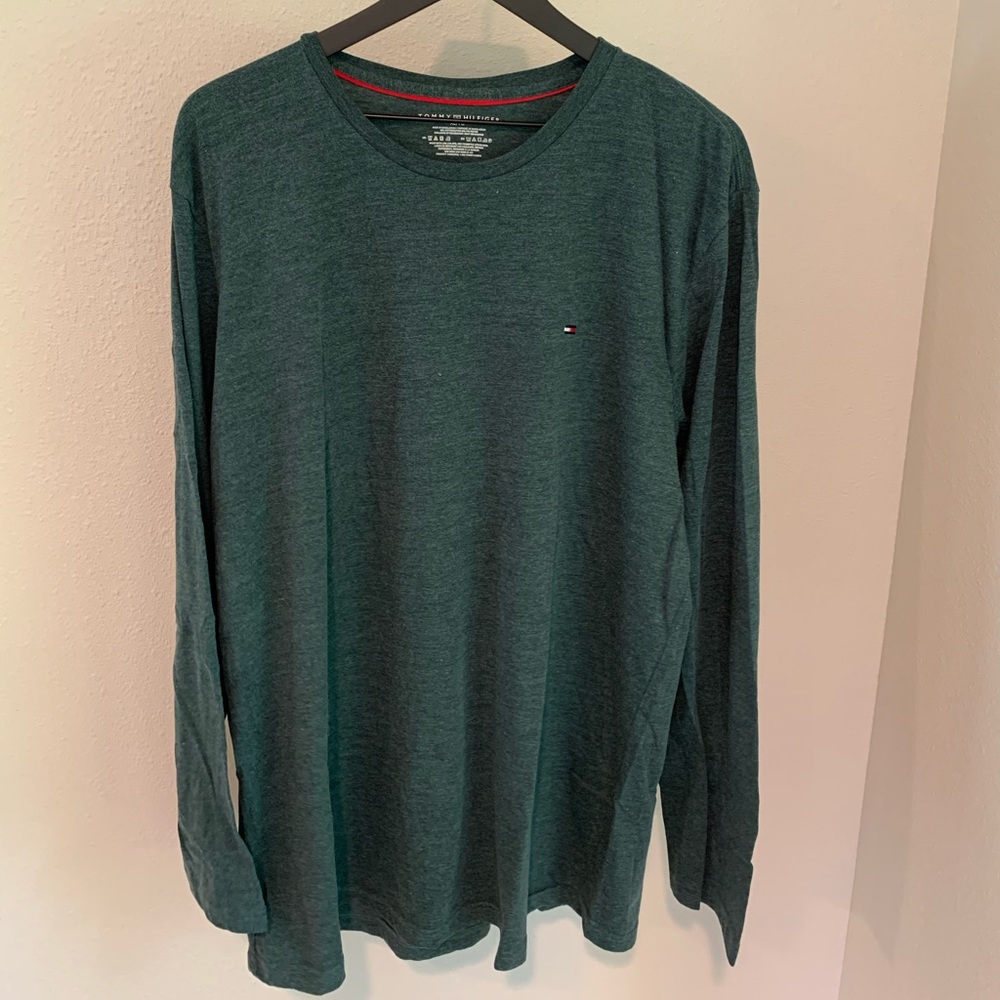 Tommy Hilfiger turquoise long-sleeve crew neck